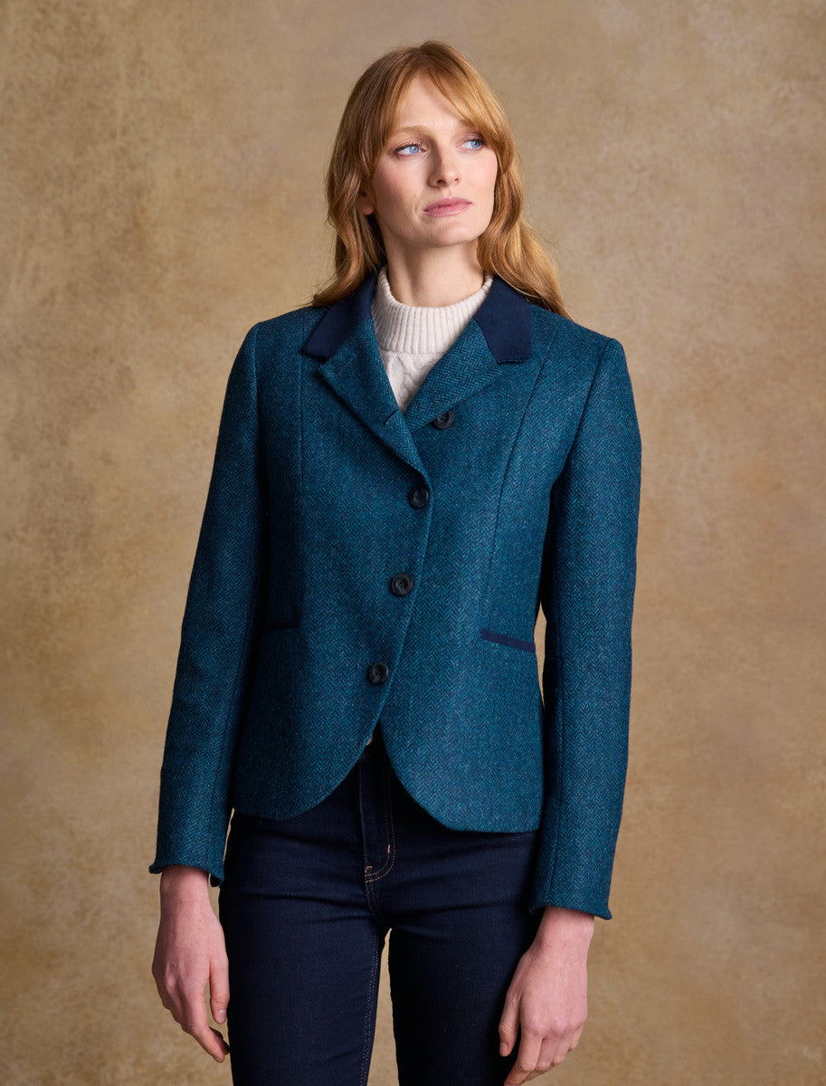 Sasha Tweed Blazer – Aqua Marine