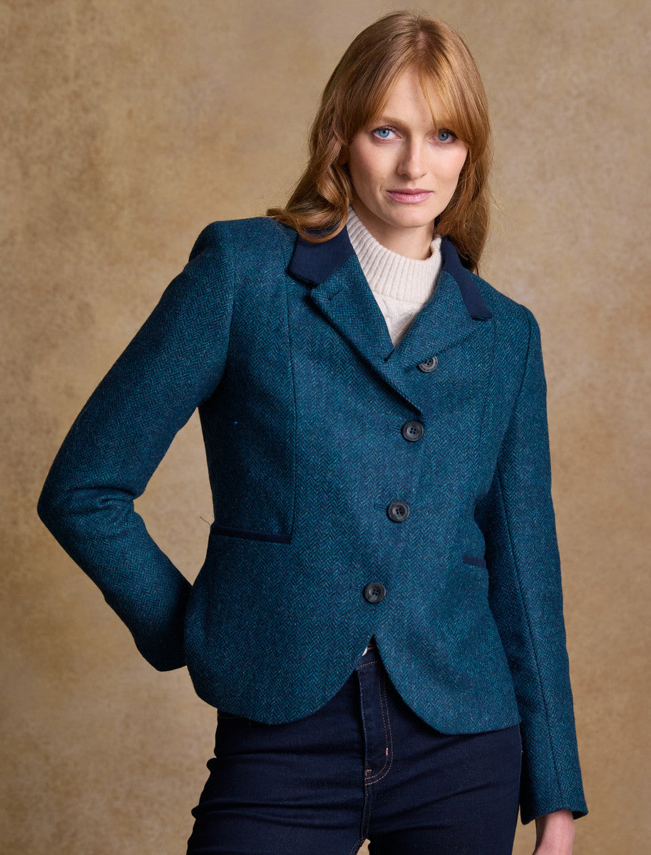 Sasha Tweed Blazer – Aqua Marine
