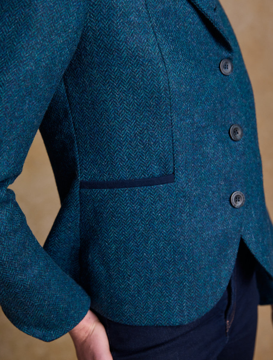 Sasha Tweed Blazer – Aqua Marine