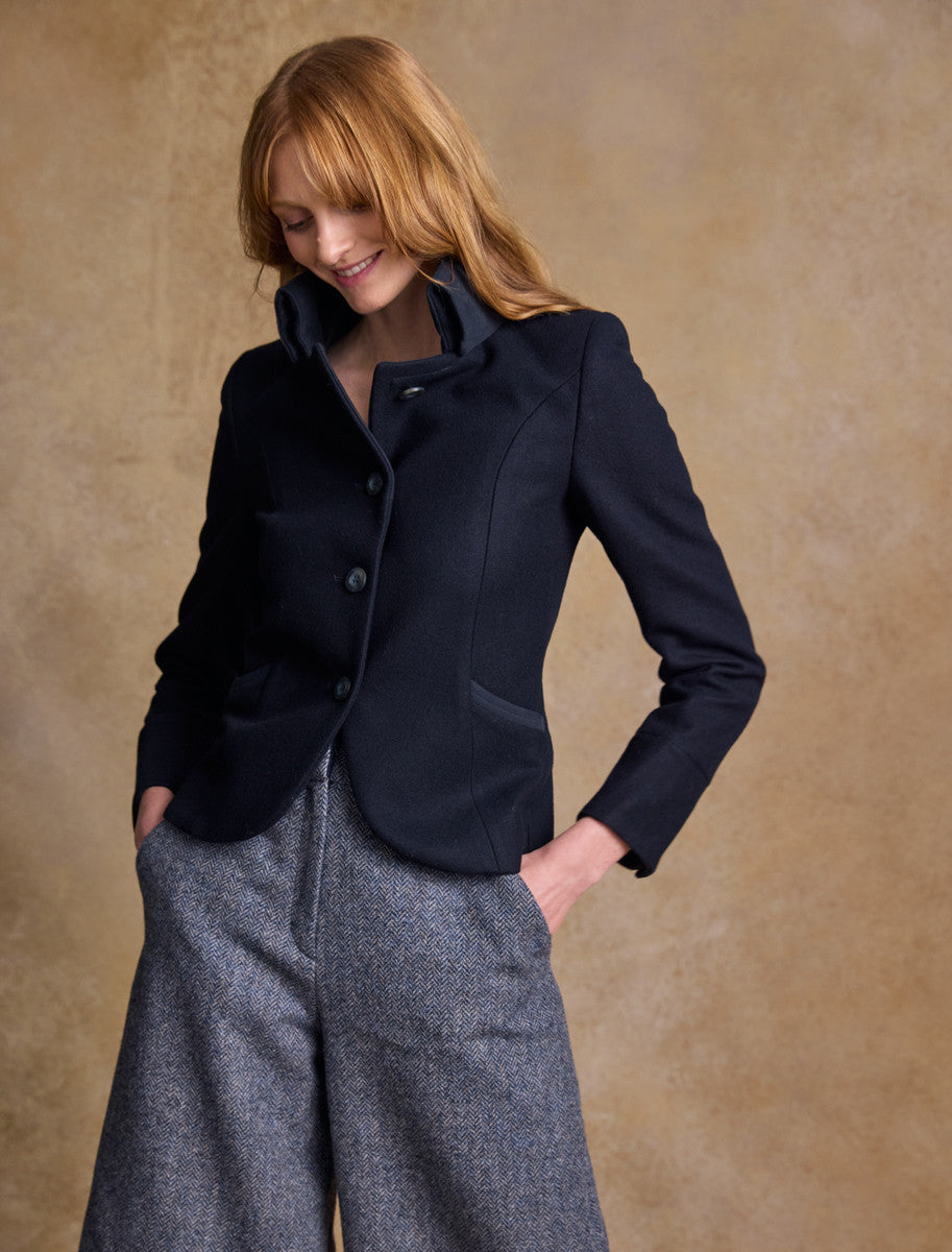 Emer Tweed Blazer - Deep Navy Melton