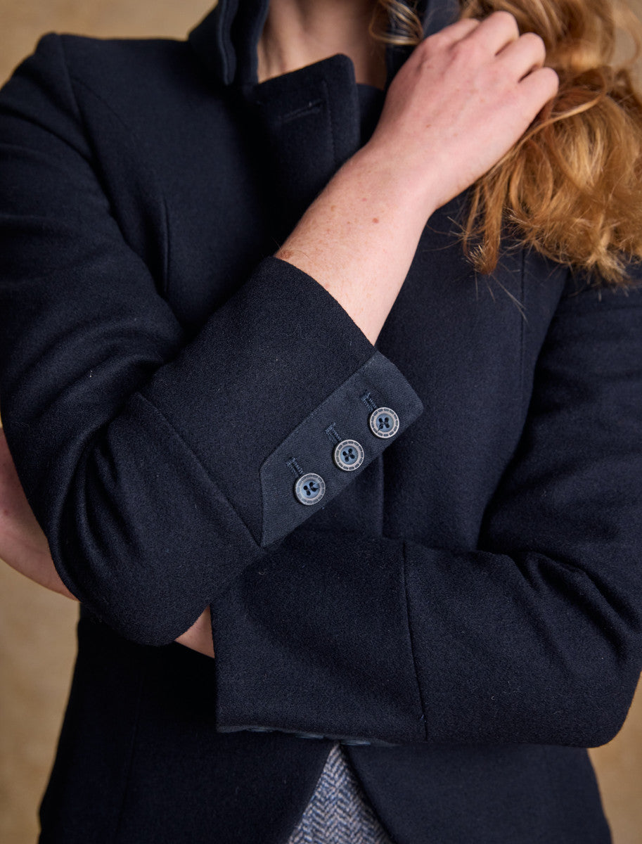 Emer Tweed Blazer - Deep Navy Melton