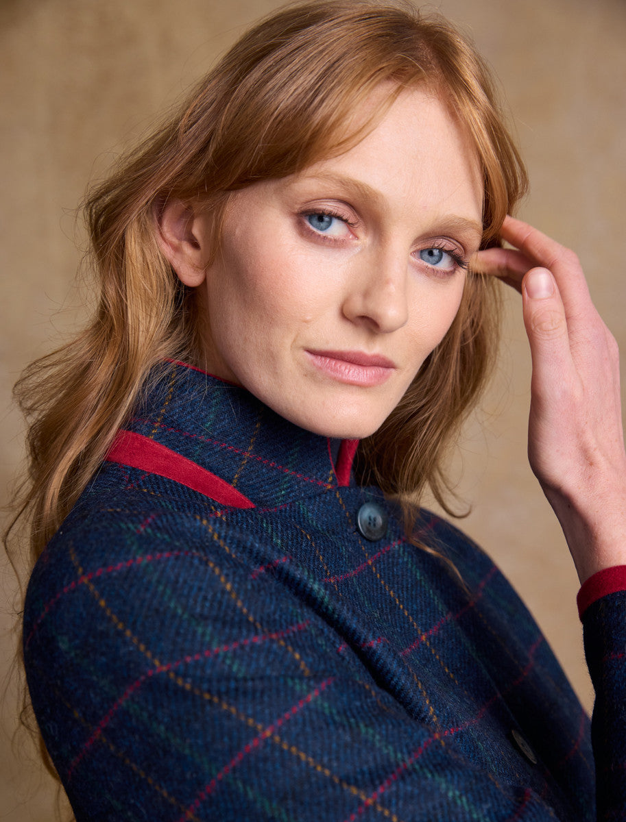 Pamela Tweed Coat - Primary Navy