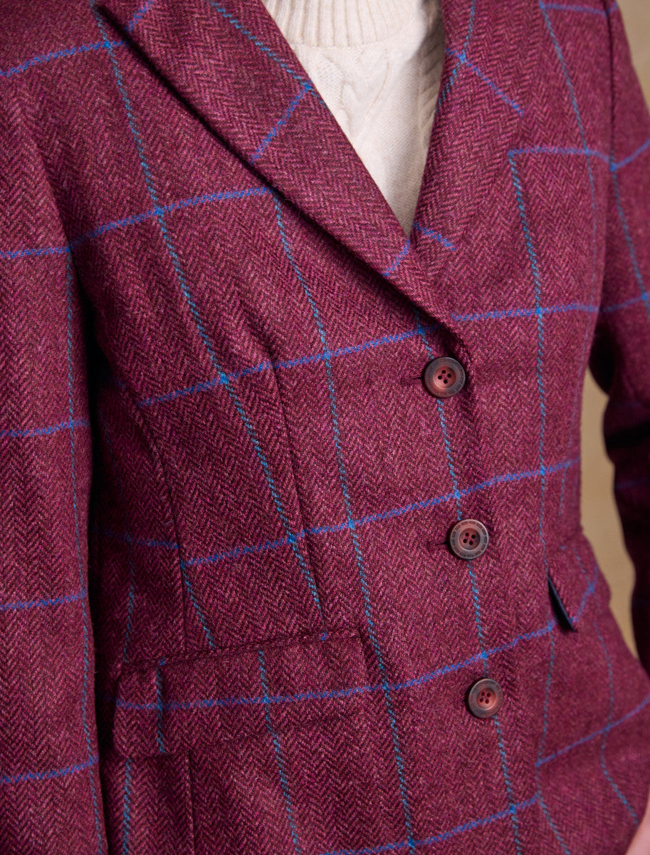 Tara Tweed Hacking Jacket - Rose Herringbone Check