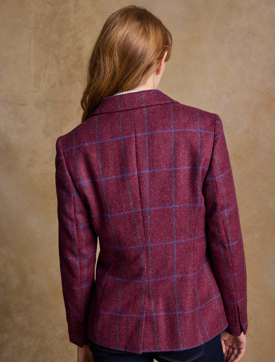 Tara Tweed Hacking Jacket - Rose Herringbone Check