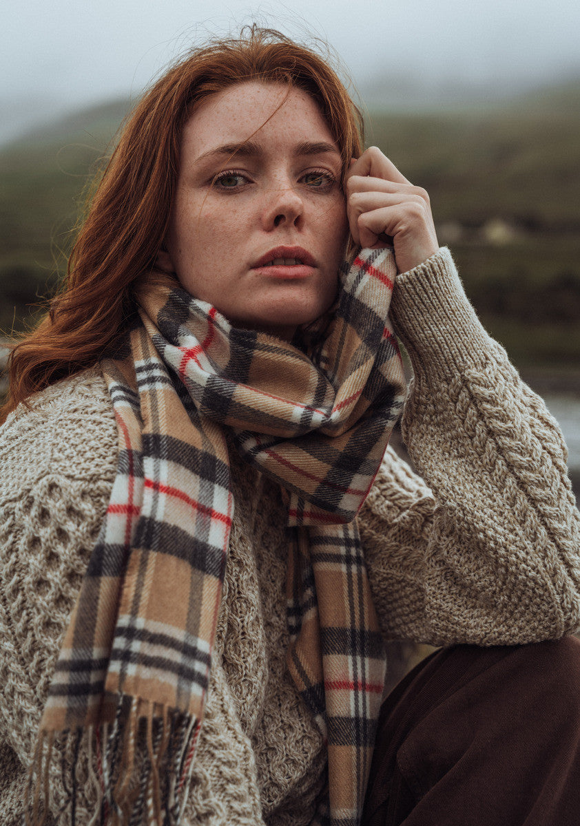 Fine Merino Plaid Scarf - Camel of Merrick