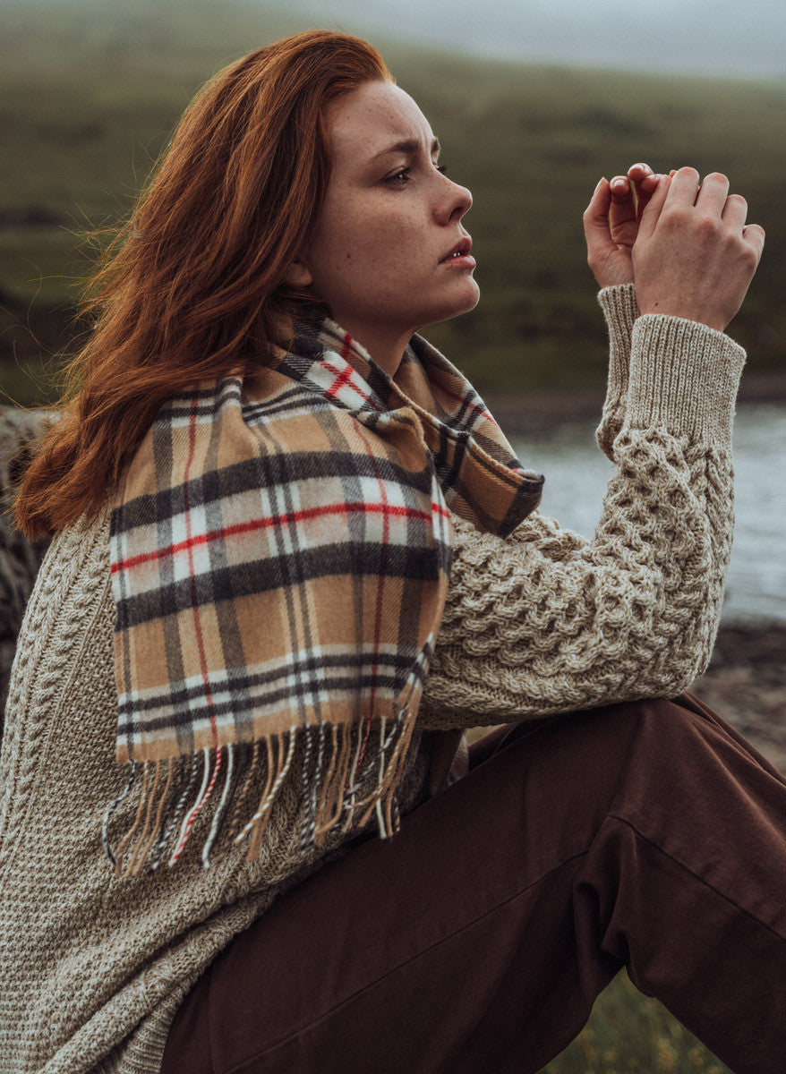 Fine Merino Plaid Scarf - Camel of Merrick