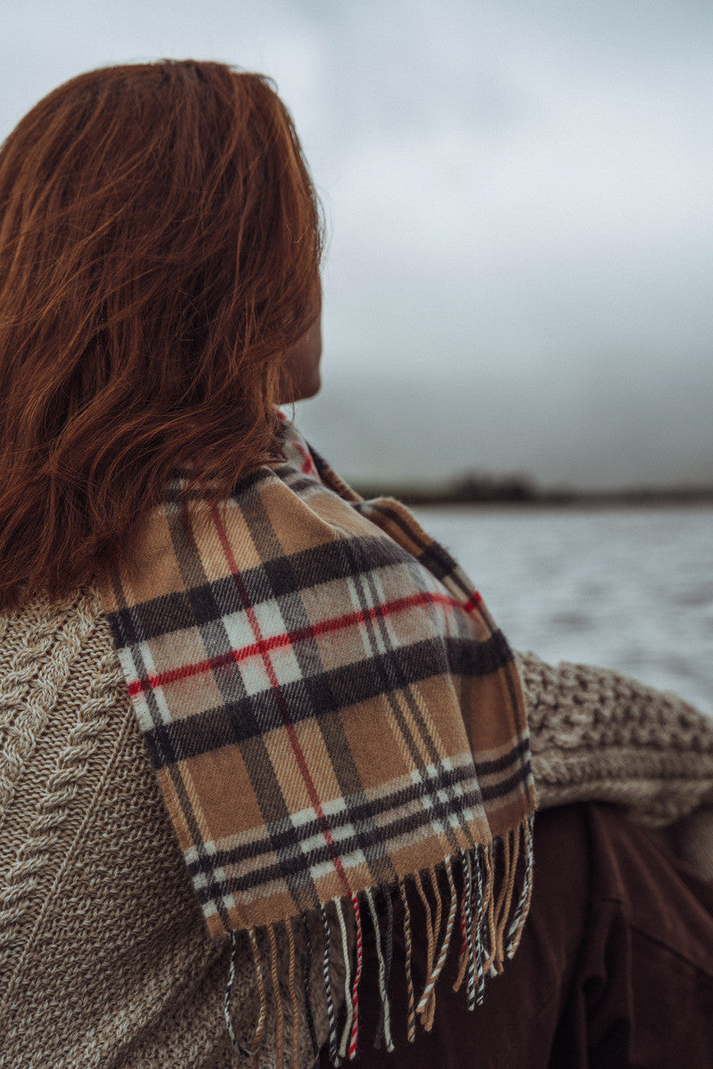 Fine Merino Plaid Scarf - Camel of Merrick
