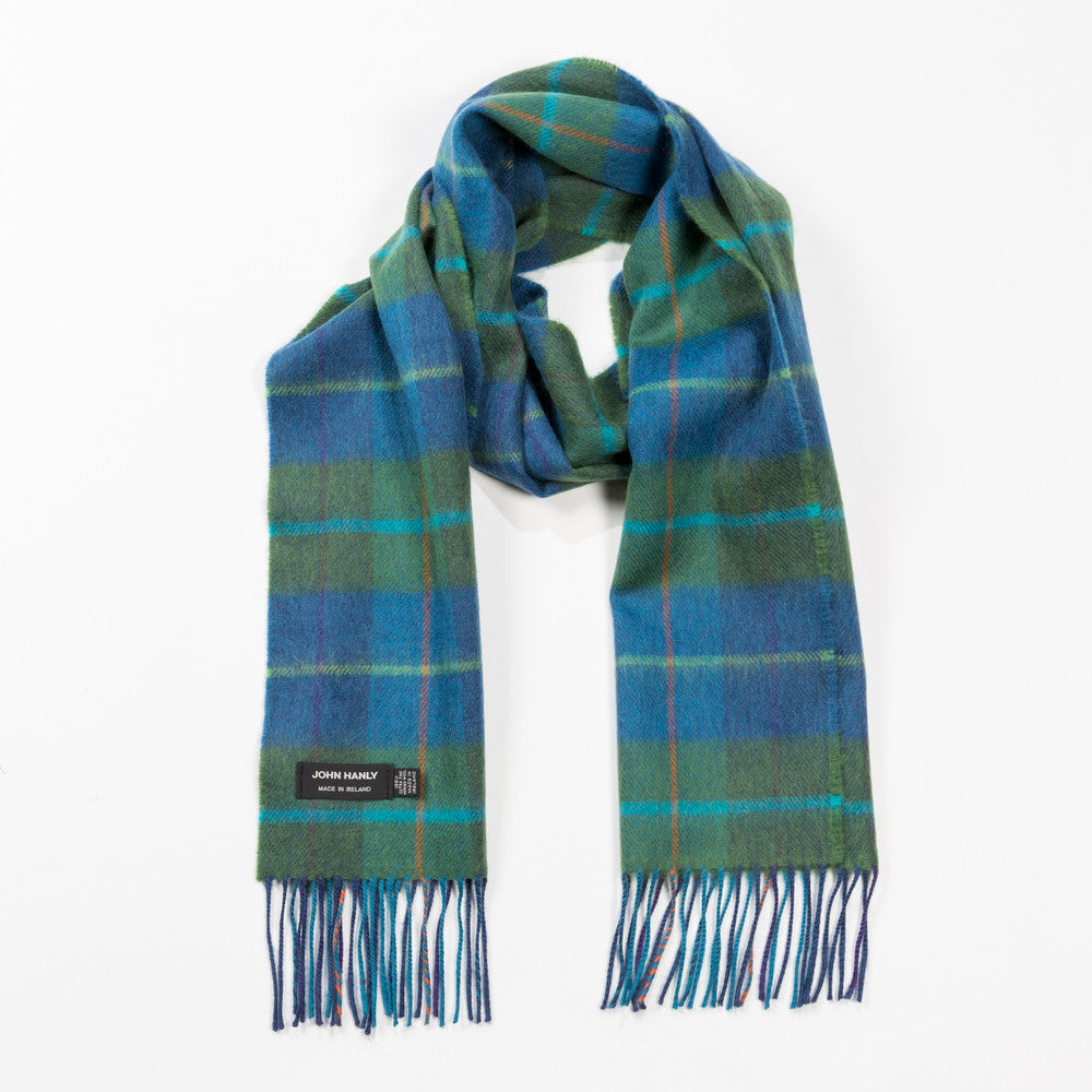 Fine Merino Plaid Scarf - Blue Green