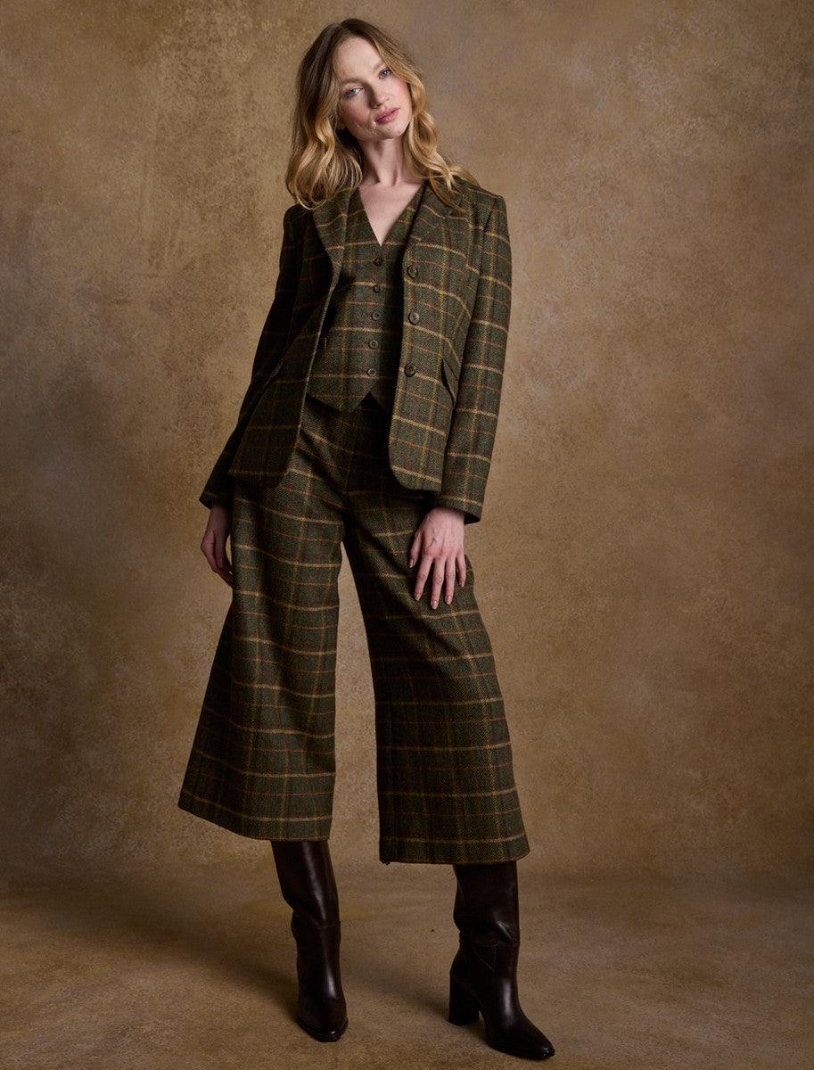 Enya Tweed Culottes - Green Country Check