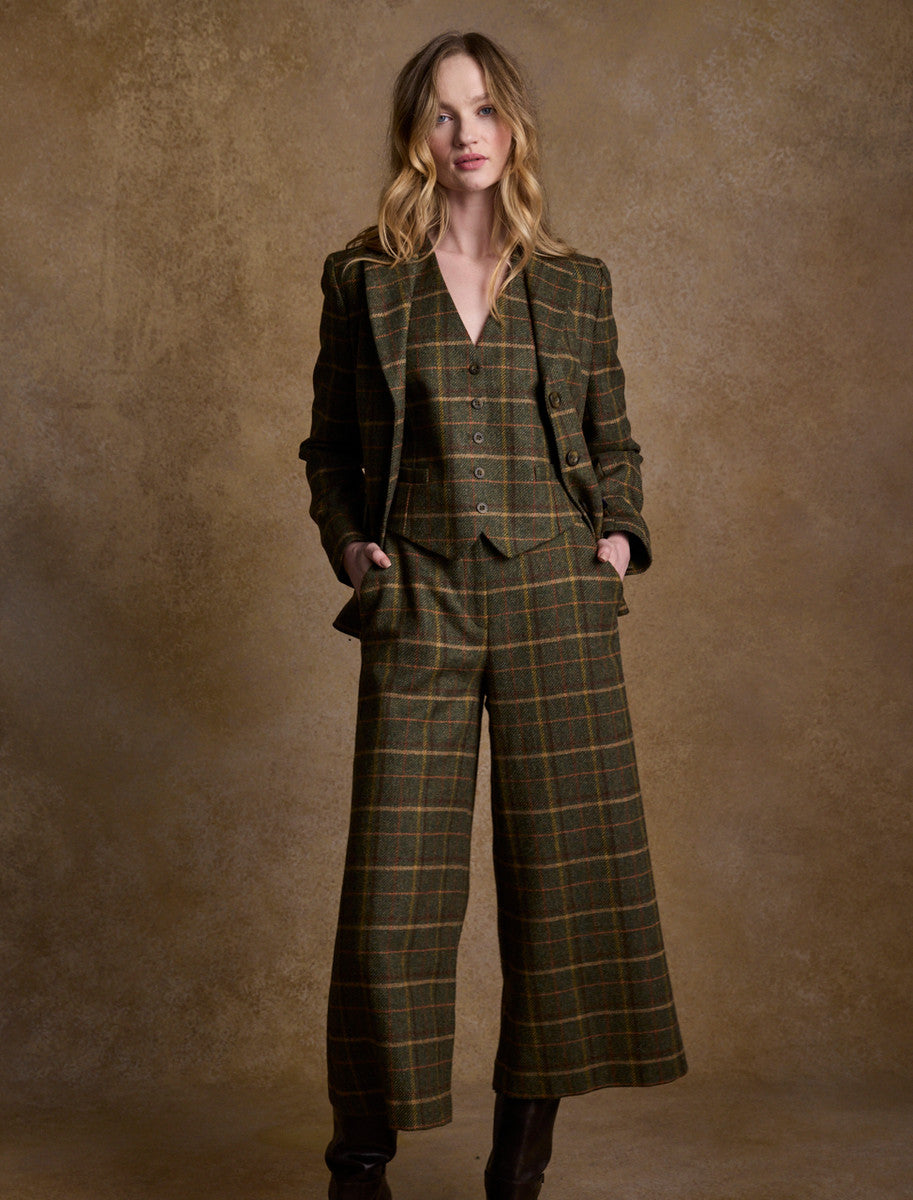 Enya Tweed Culottes - Green Country Check