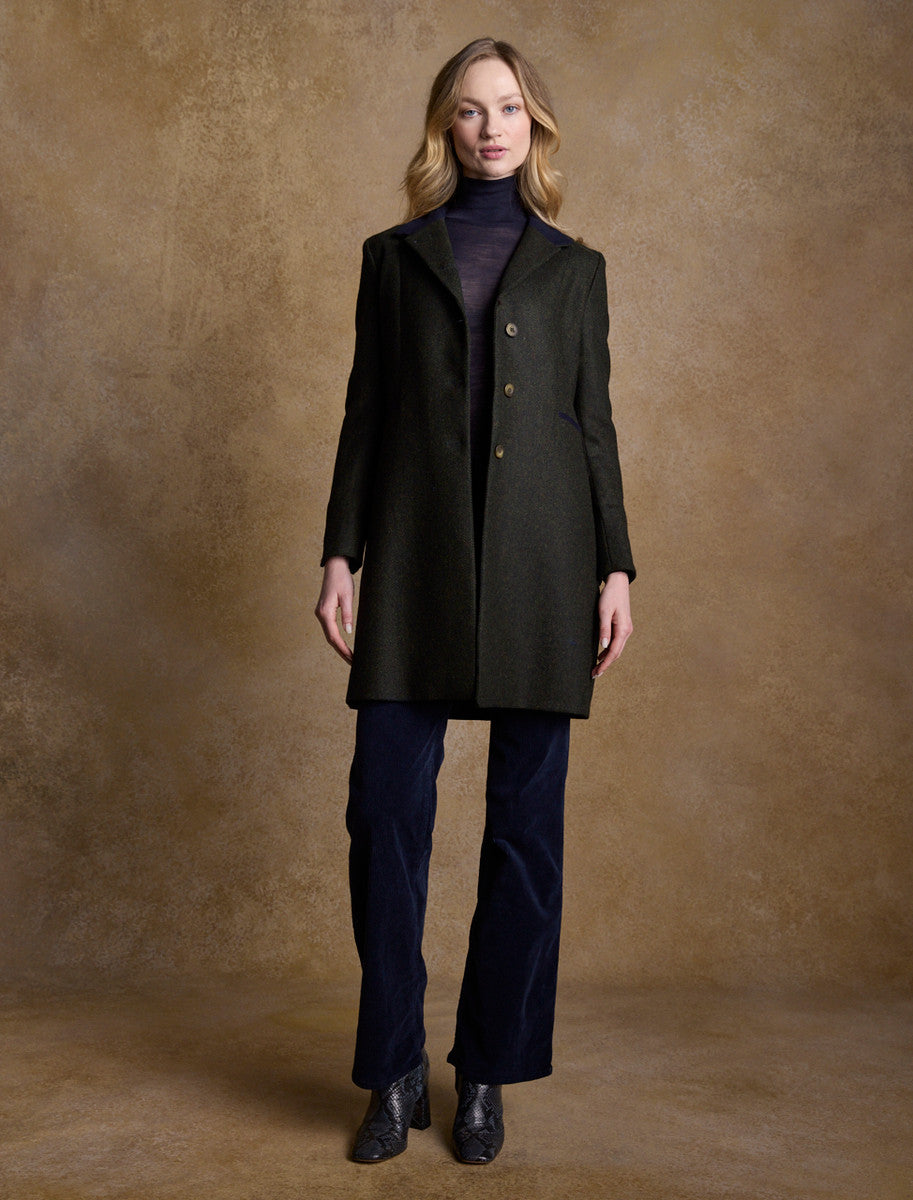 Isabella Tweed Coat - Winning Green Herringbone