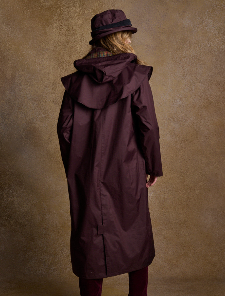 Donegal Ladies Waterproof Full Length Coat - Deep Claret