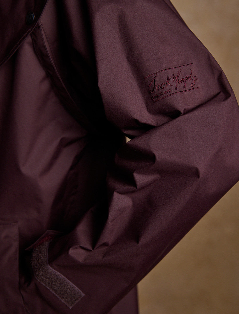 Donegal Ladies Waterproof Full Length Coat - Deep Claret