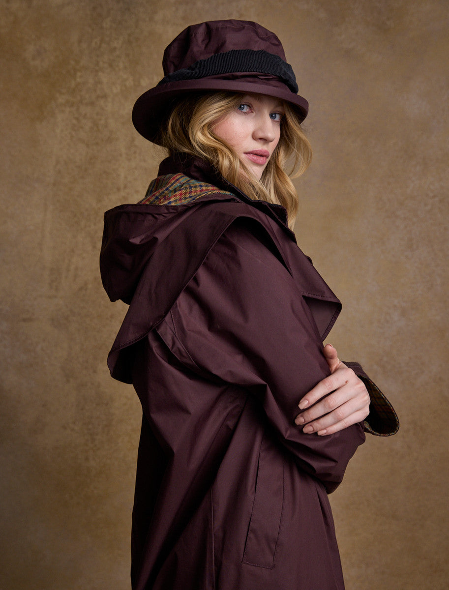 Donegal Ladies Waterproof Full Length Coat - Deep Claret