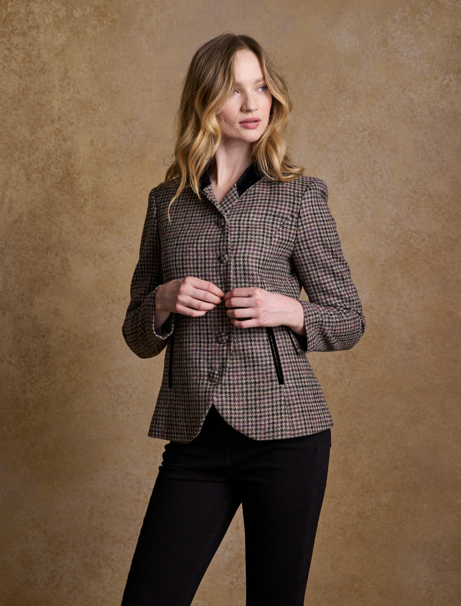 Nicole Tweed Blazer – Plum Hacking Check