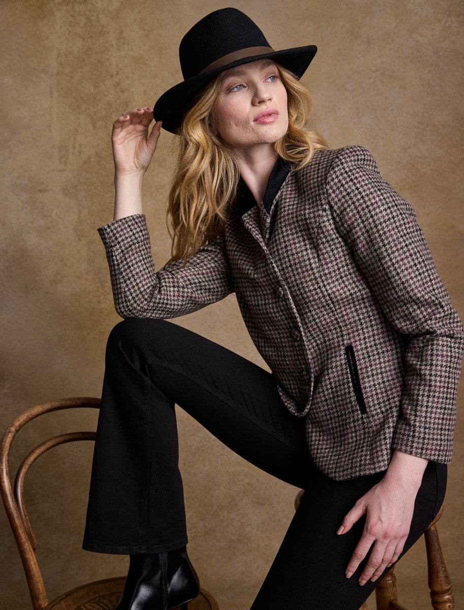 Nicole Tweed Blazer – Plum Hacking Check