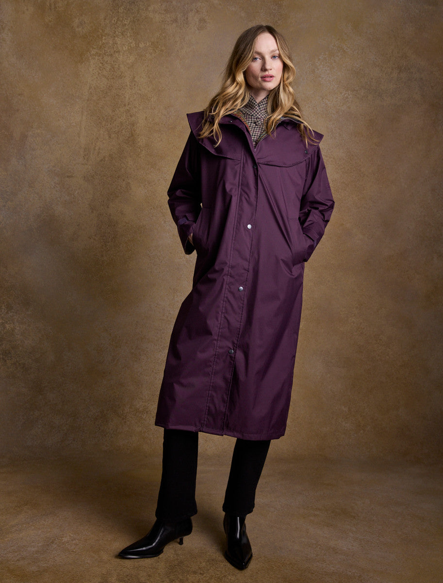 Donegal Ladies Waterproof Full Length Coat - Blackberry