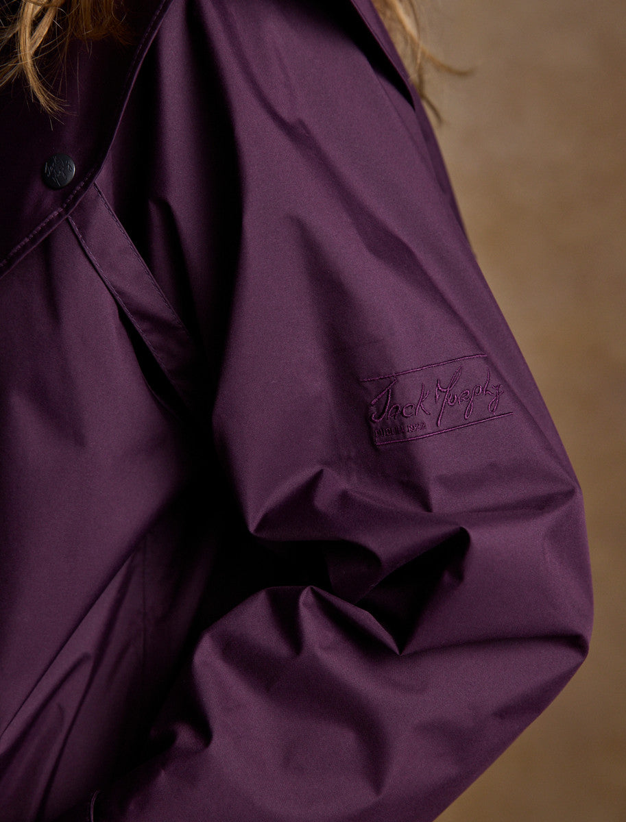 Donegal Ladies Waterproof Full Length Coat - Blackberry