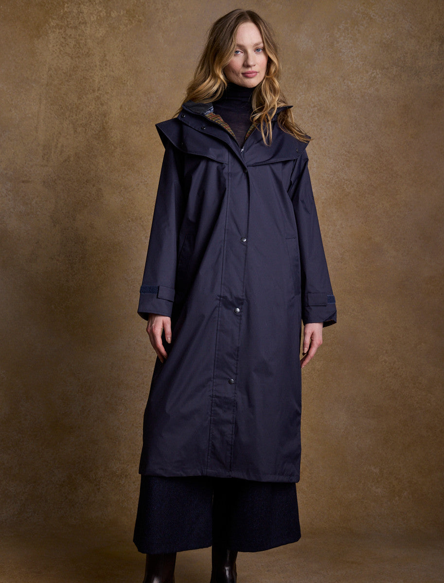 Donegal Ladies Waterproof Full Length Coat - Navy