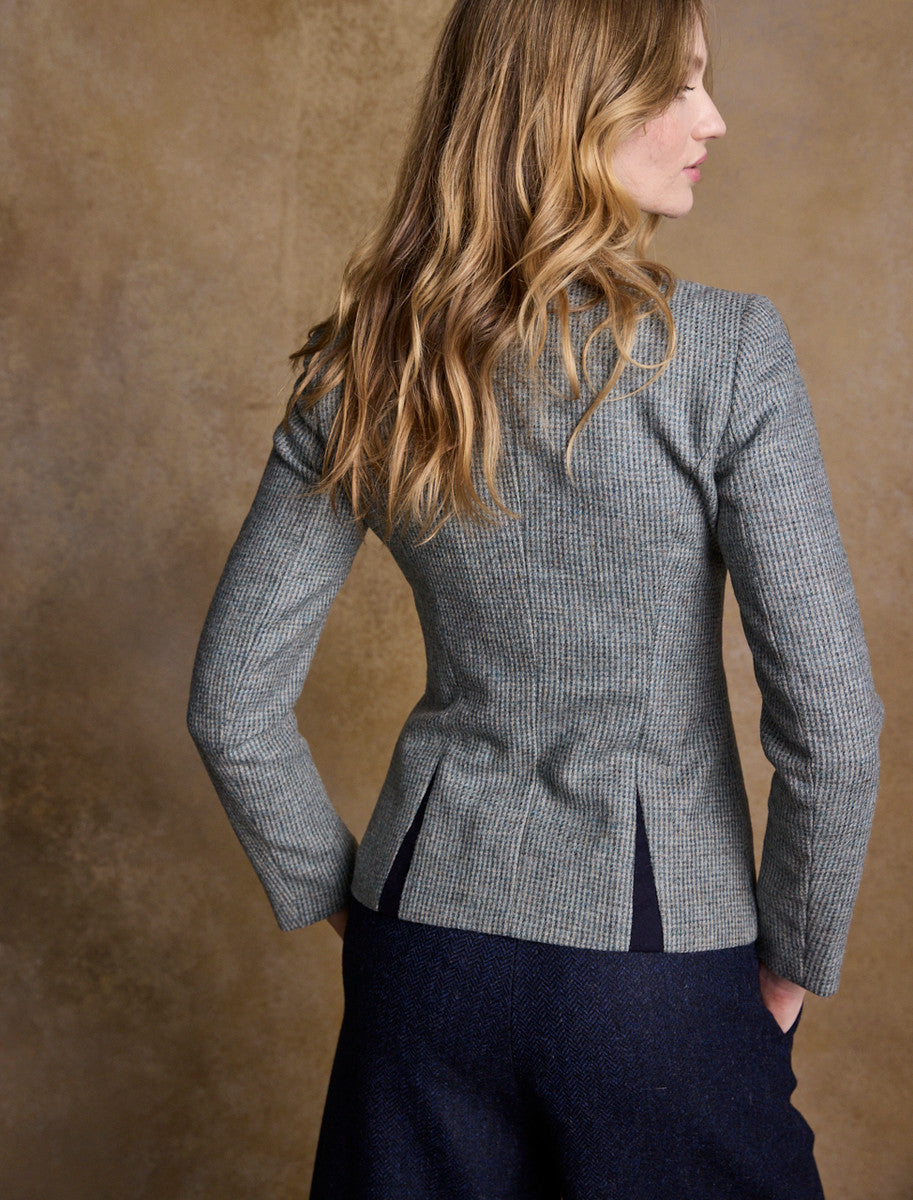 Nicole Tweed Blazer – Jade Weave Herringbone