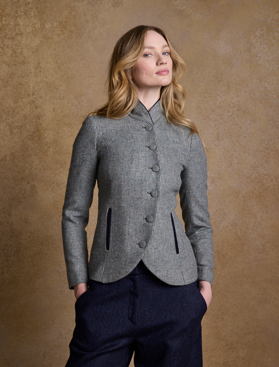 Nicole Tweed Blazer – Jade Weave Herringbone