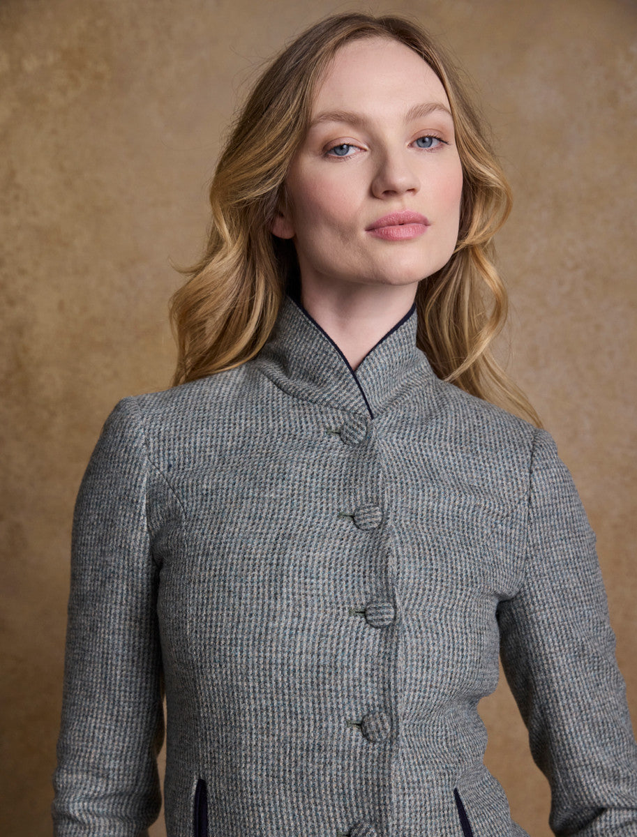 Nicole Tweed Blazer – Jade Weave Herringbone