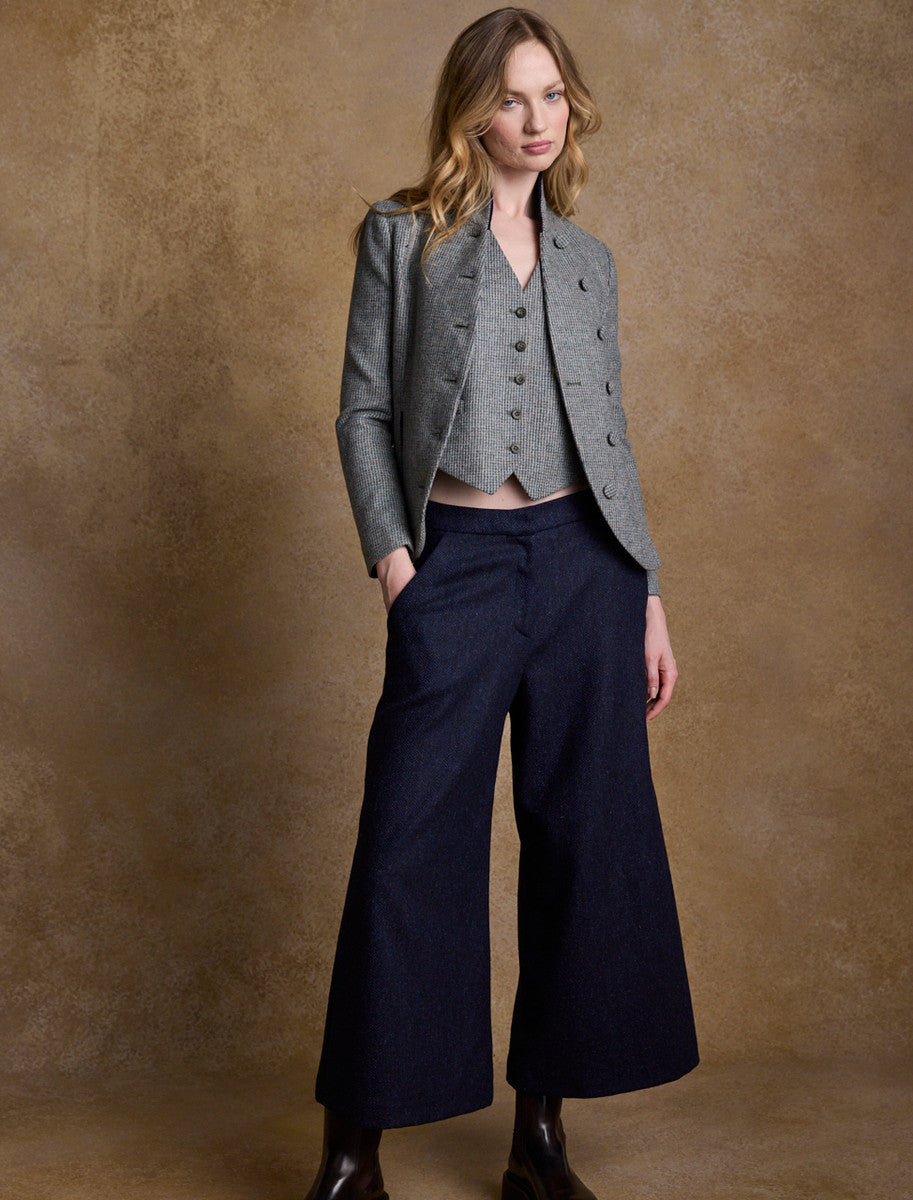 Nicole Tweed Blazer – Jade Weave Herringbone