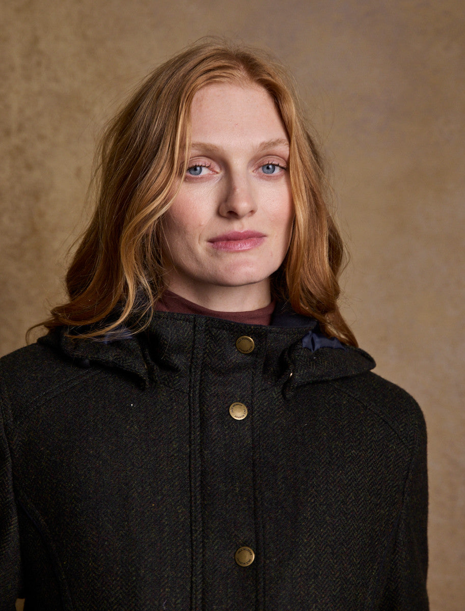Abbie Tweed Coat - Deep Green