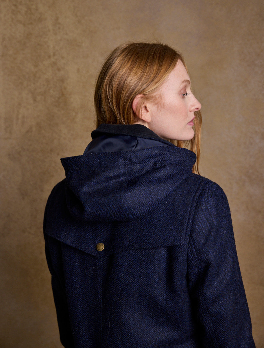 Abbie Tweed Coat - Navy Herringbone