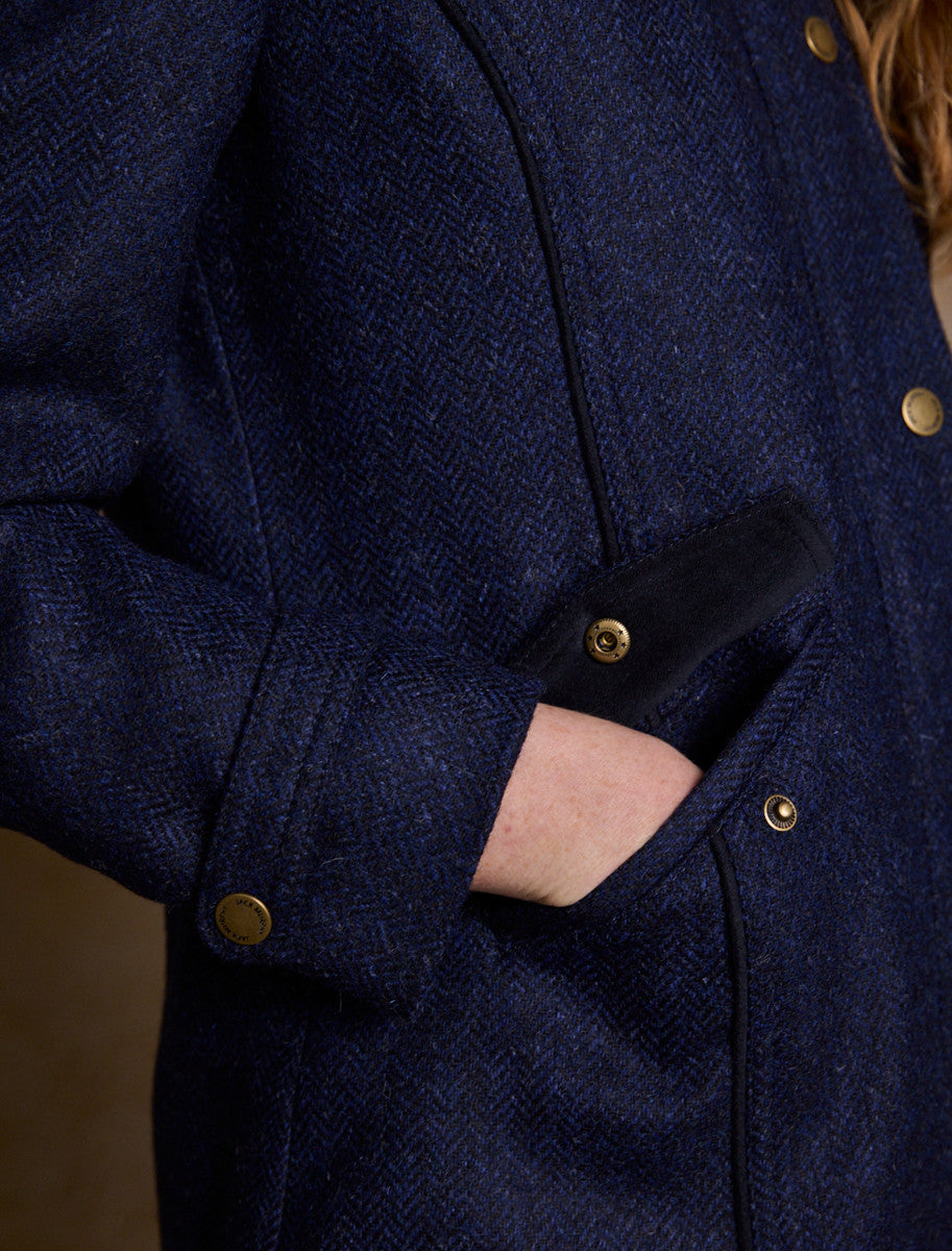 Abbie Tweed Coat - Navy Herringbone