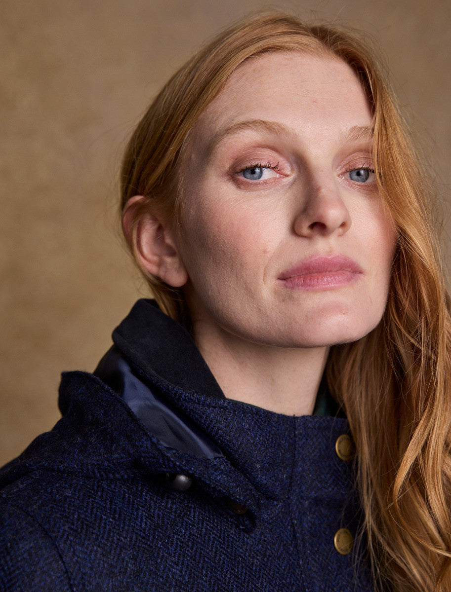 Abbie Tweed Coat - Navy Herringbone
