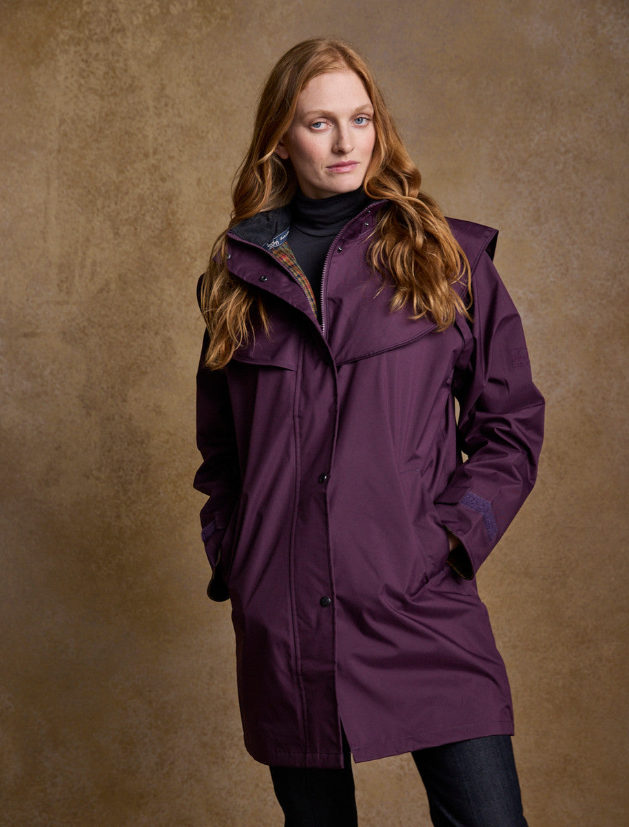 Skellig Ladies Waterproof 3/4 Coat - Blackberry