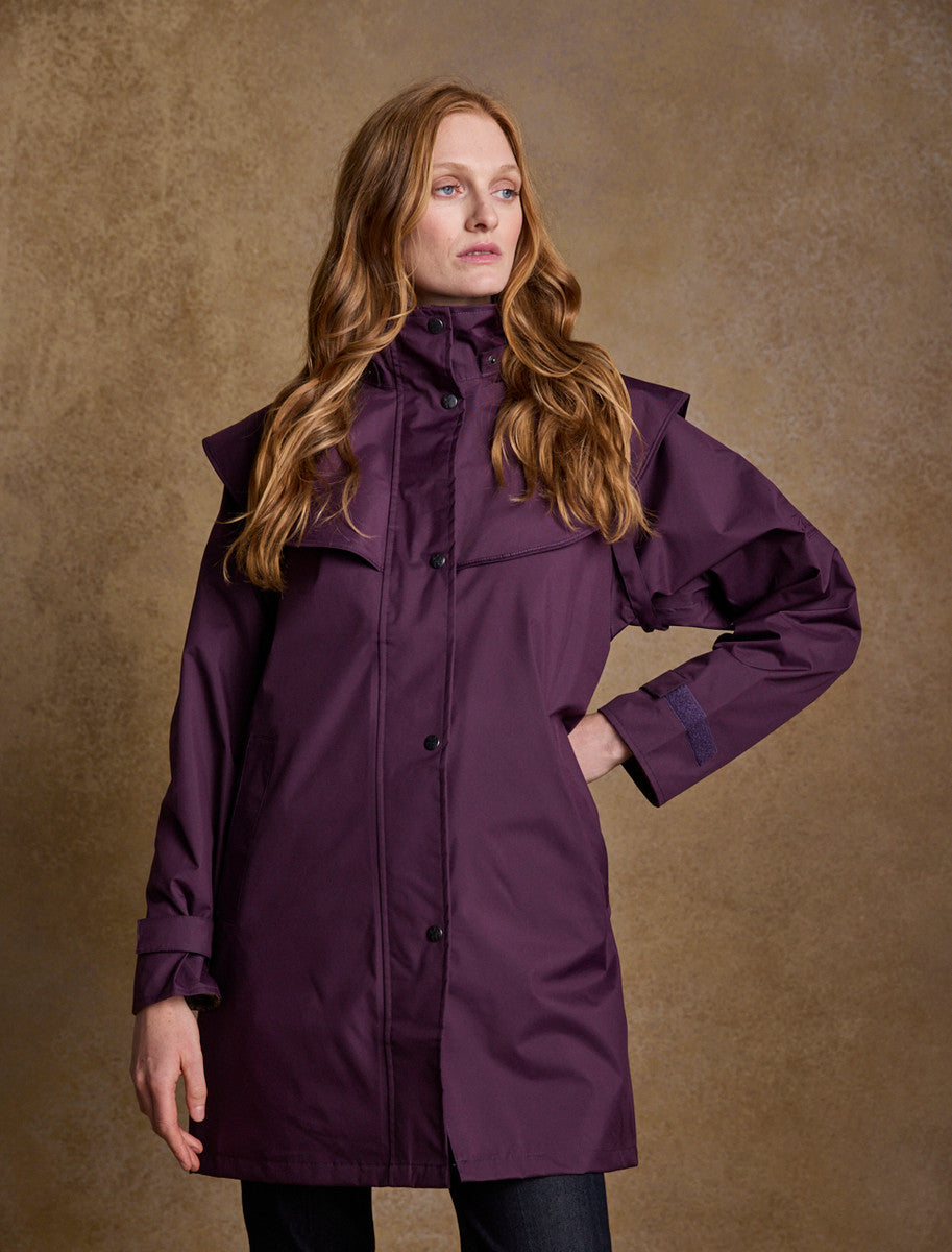 Skellig Ladies Waterproof 3/4 Coat - Blackberry