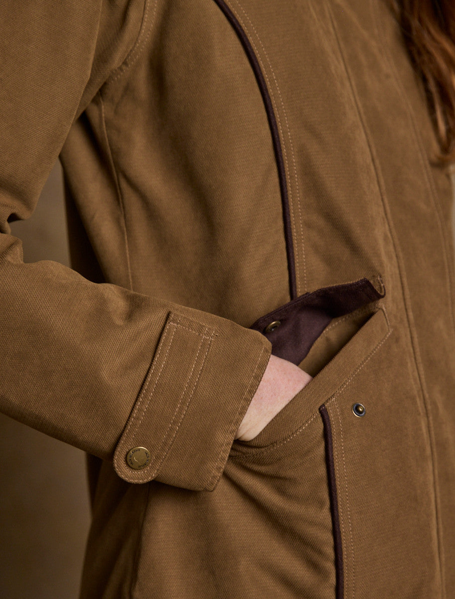 Erin Ladies Waterproof Long Riding Coat - Camel
