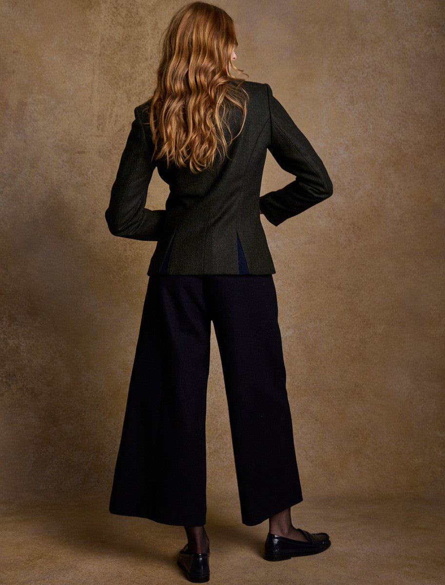 Enya Tweed Culottes - Green Herringbone