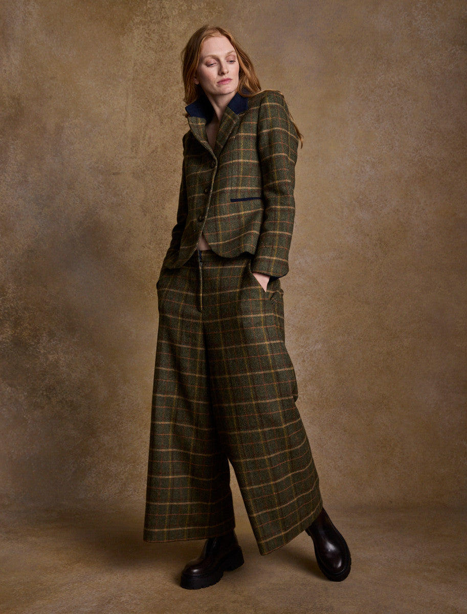 Sasha Tweed Blazer - Green Country Check