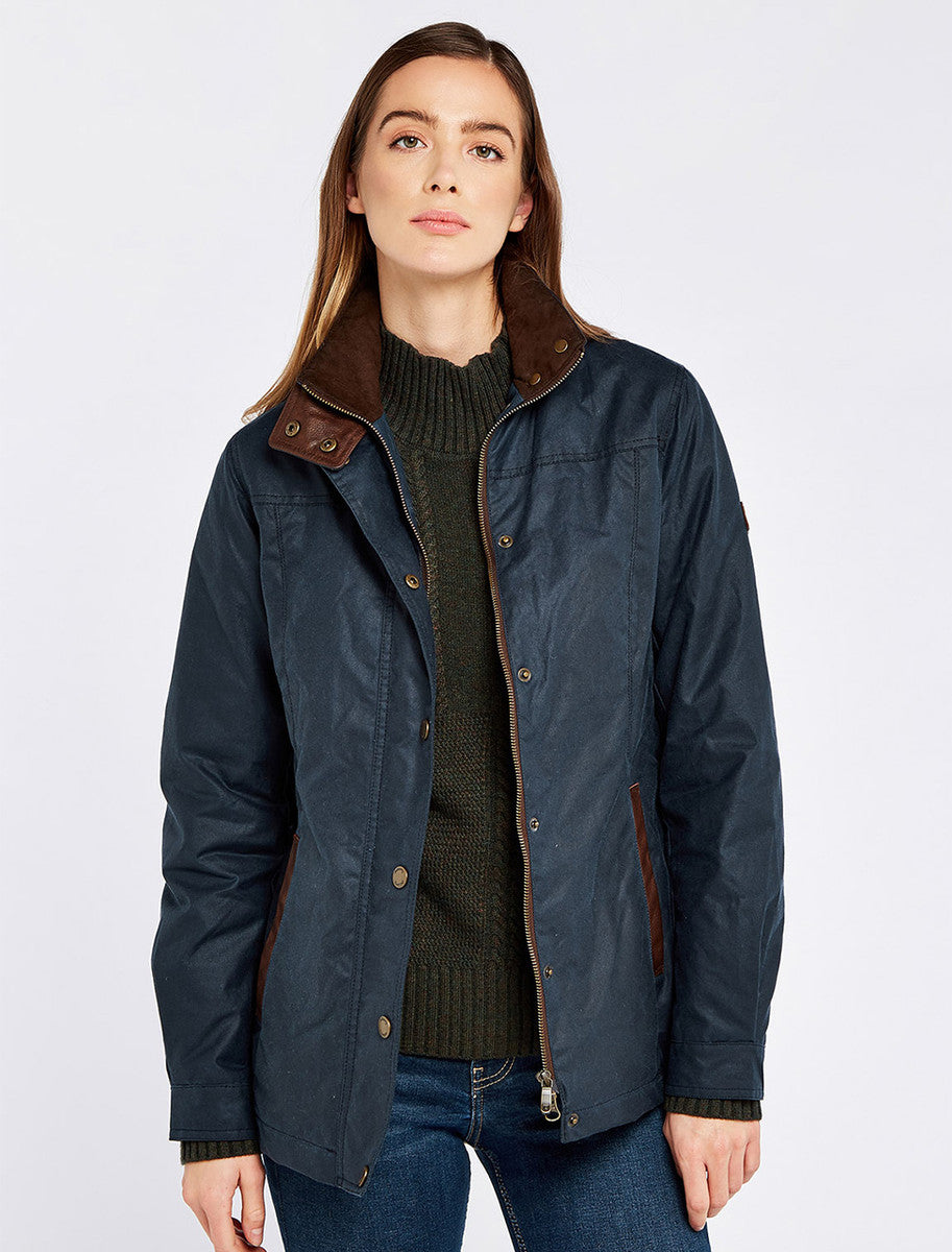 Mountrath Ladies Waxed Cotton Jacket - Ocean Blue