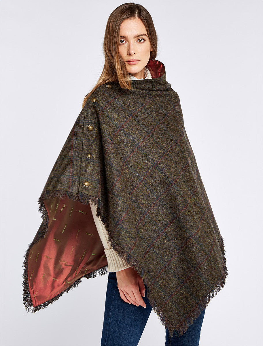Hazelwood Pure Wool Tweed Poncho - Hemlock