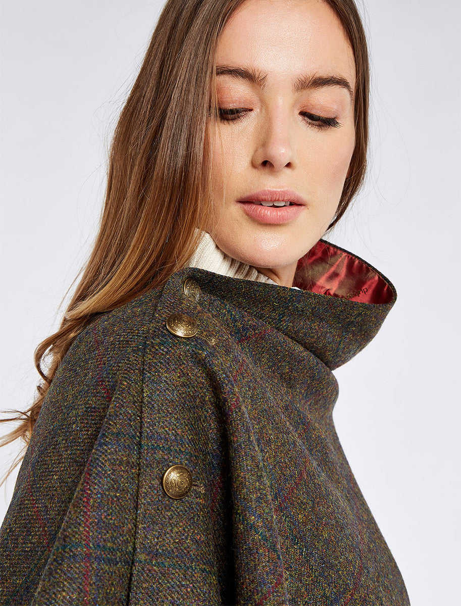 Hazelwood Pure Wool Tweed Poncho - Hemlock