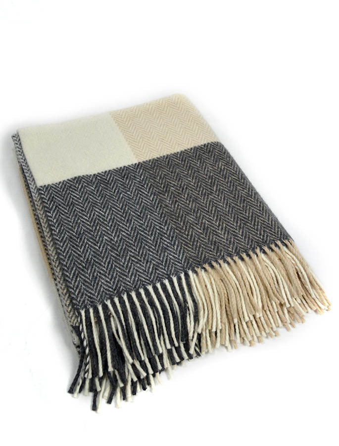 Wool and Cashmere Throw - Block Check