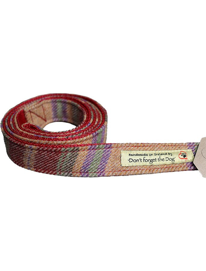Tweed Wool Dog Lead -Burgundy Plaid