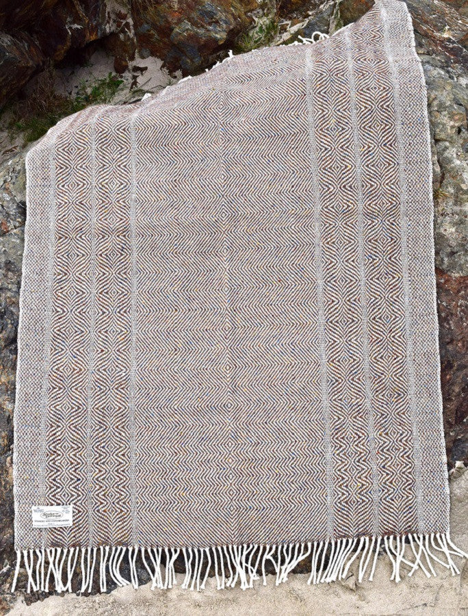 Donegal Tweed Large Undulating Twill Throw - Donegal Tan
