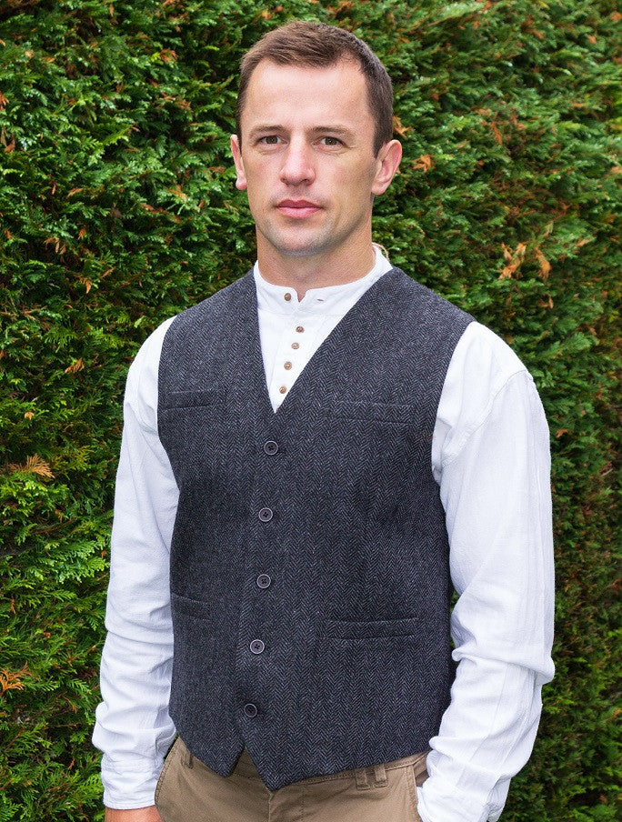 Grey Tweed Herringbone Irish Waistcoat