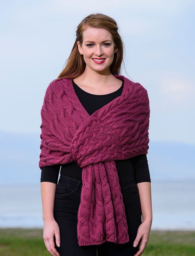 Super Soft Cabled Shawl - Jam