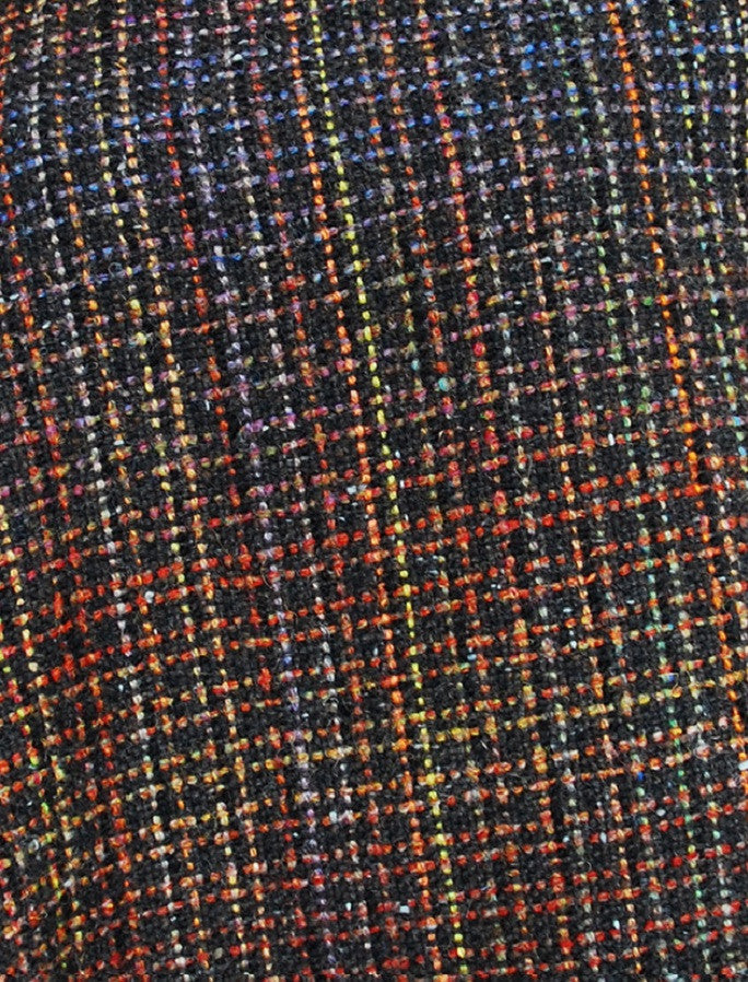 Handwoven Ladies Tweed Fringed Poncho - Homespun Check