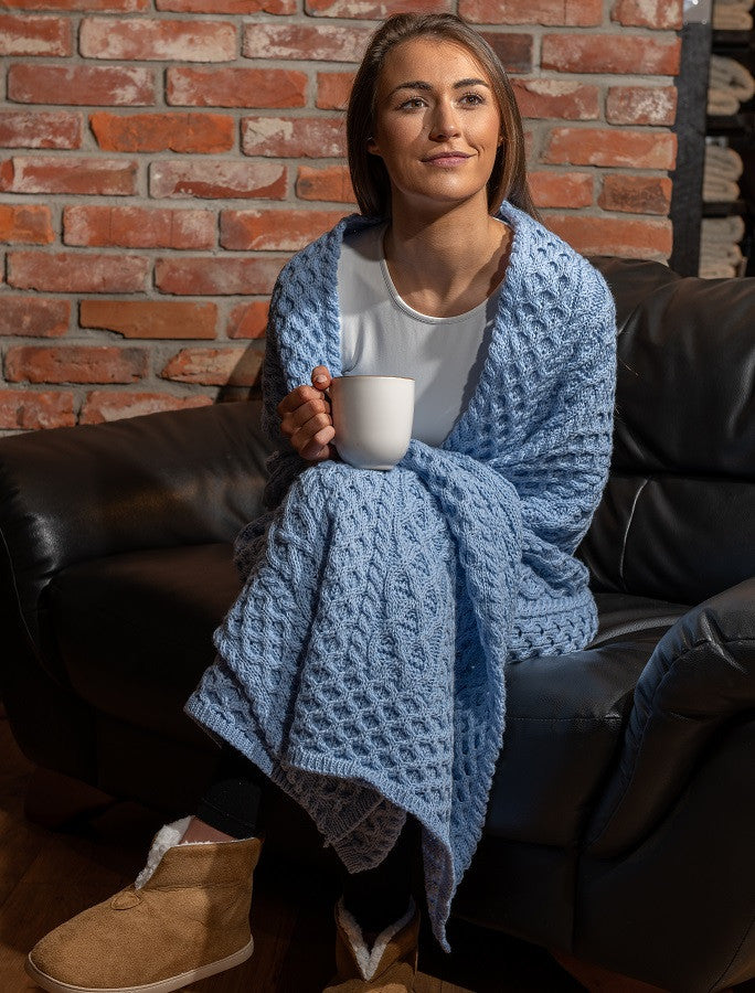 Cable Aran Wrap - Atlantic