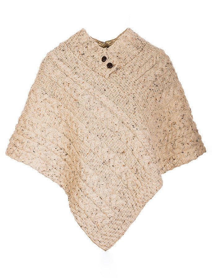 Cable Poncho with Aran Button Detail - Aran Nep