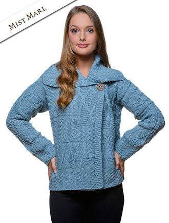 Patchwork Cardigan with Collar - Mist Marl