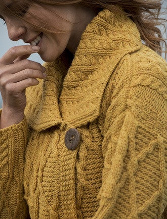 Patchwork Cardigan with Collar - Sun Flower Yellow