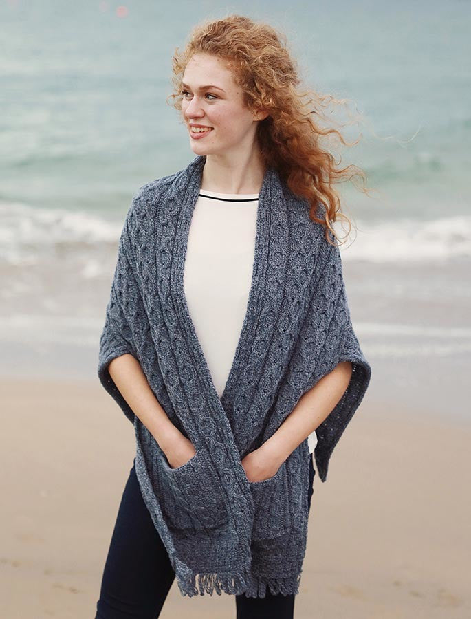 Aran Shawl Wrap with Pockets – DenimMarl
